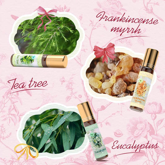 SoulOrigin Essential Oil Roll On Set, Natural Aromatherapy Oils with Portable Roller Ball for Skin Care- Tea Tree, Frankincense & Myrrh, Lavender, Peppermint, Eucalyptus, Lemon - Gifts for Women & Men