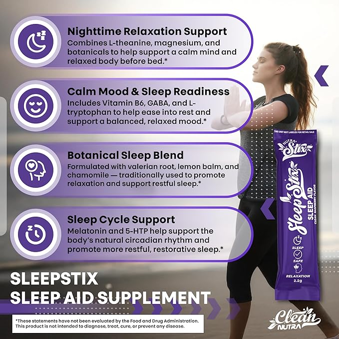 Sleep Aid Melatonin Powder Tryptophan Glycine Valerian Root Magnesium For Sleep Lemon Balm L Theanine Magnesium Glycinate Zinc Sleep Aid Myo Inositol GABACalm B6 5 HTP Stress Relief 20 Stix