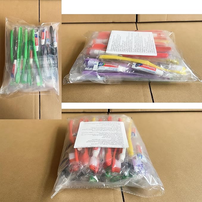 400pcs Disposable Toothbrushes with Toothpaste,Single Use Toothbrush with Toothpaste Individually Wrapped Disposable Travel Toothbrushes Kit Bulk for Homeless,Hotel,Guests(5 Colors)