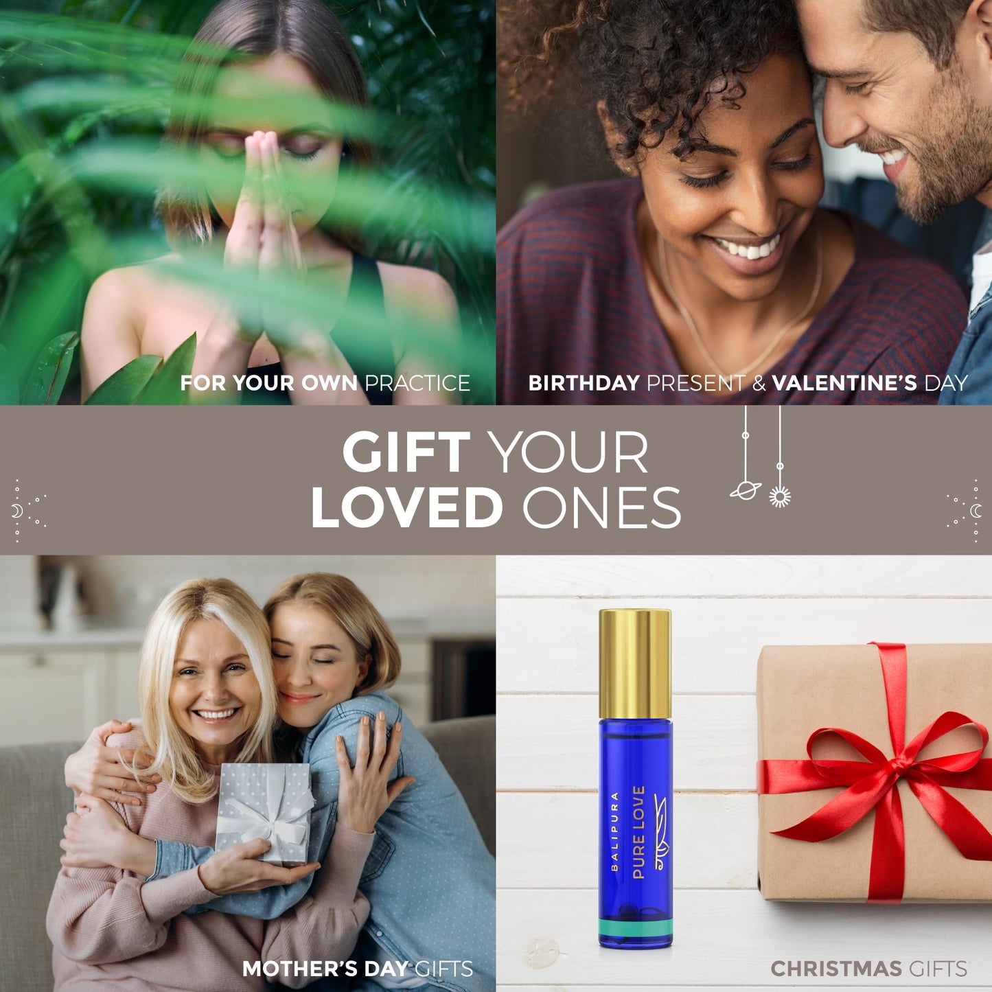 BALIPURA - Pure Love Crystal Aura Roll On - Jasmine Essential Oil with Love Rose Quartz Crystals - Essentail Oils for Body - Calming Essential Oils Roll On - Valentines Day Gift for Women - 0.34 floz