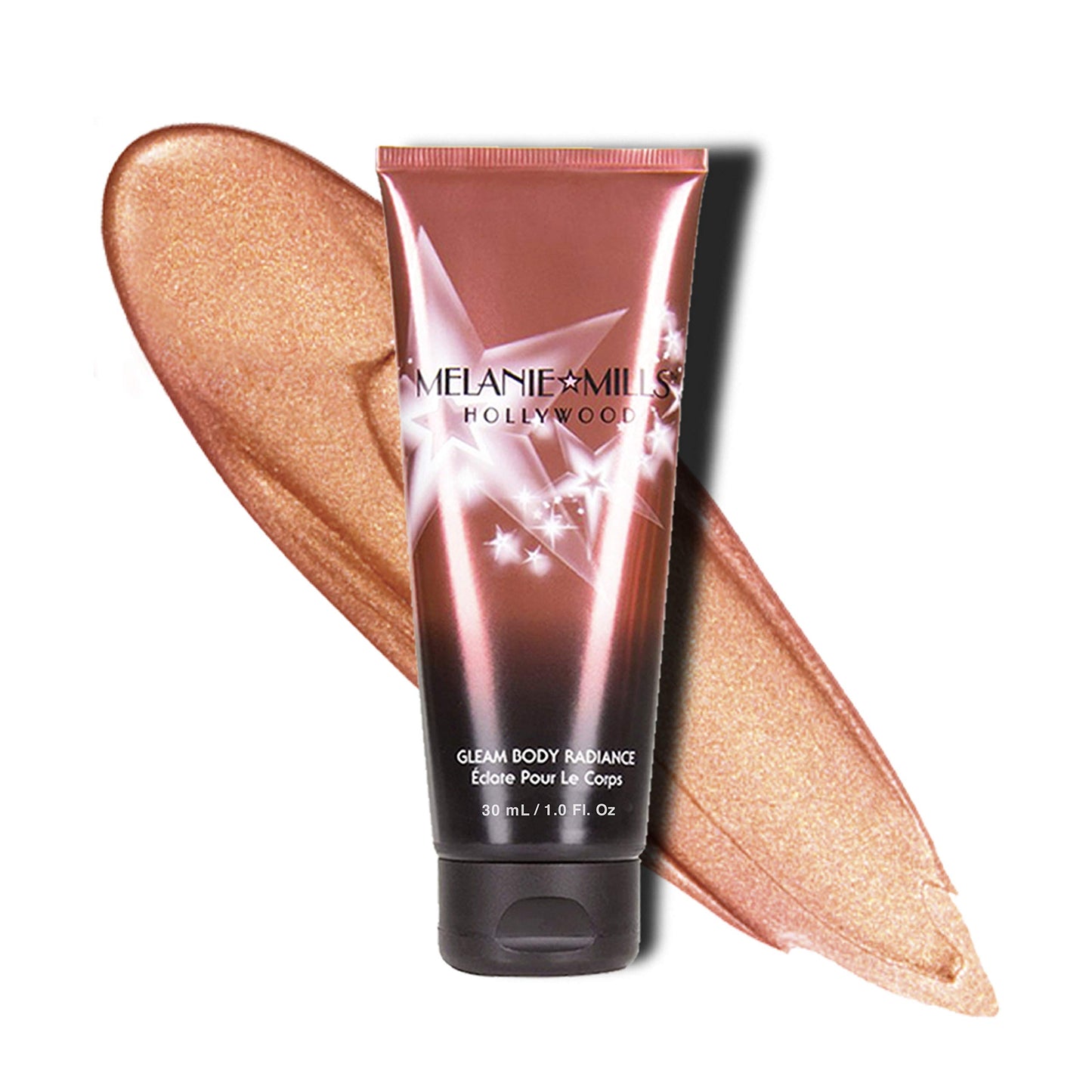 Melanie Mills Hollywood Gleam Body Radiance All In One Makeup, Moisturizer & Glow For Face & Body - Rose Gold, Mini 1 fl.oz.