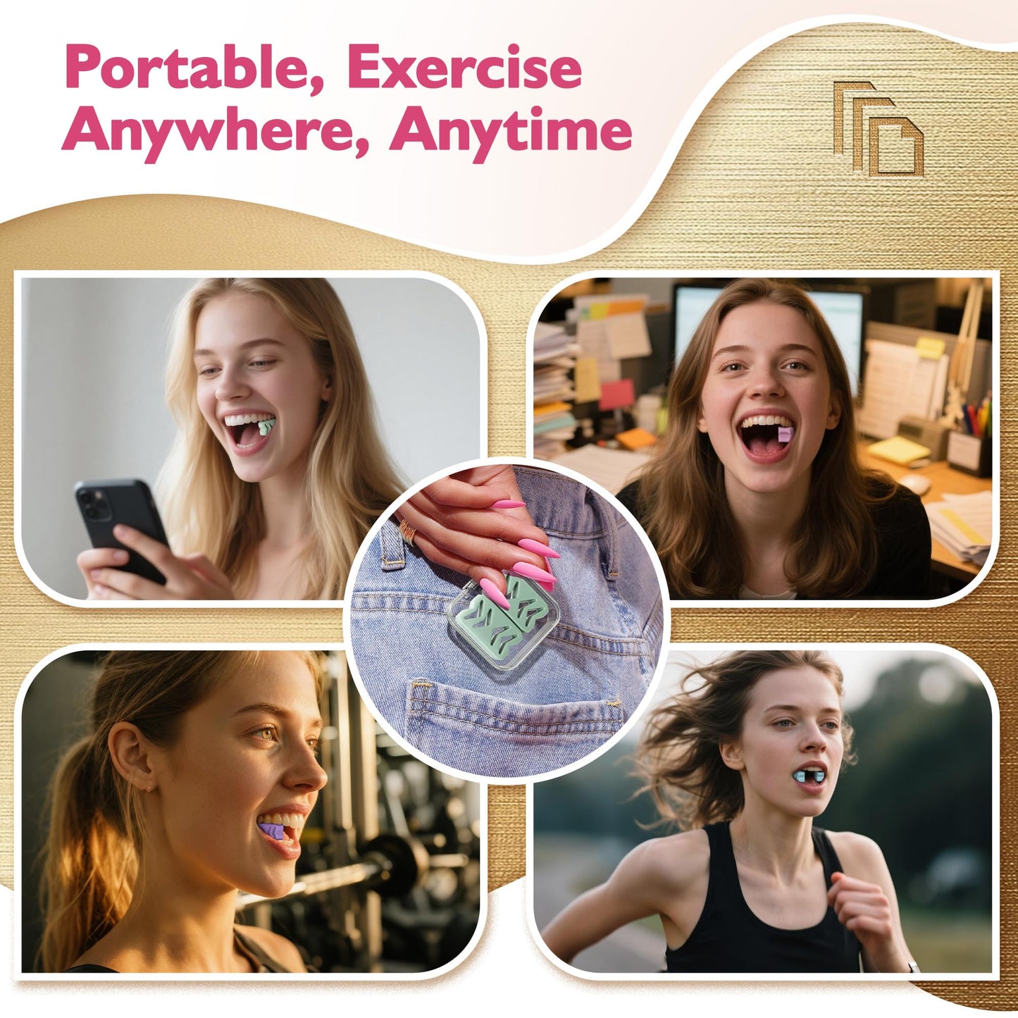 Azrra Jaw Exerciser for Women & Men, 4 Resistance Levels (8pcs) Jawline Shaper Exerciser, Jaw Trainer Double Chin Eliminator for Jawline Face Toning & Strengthening