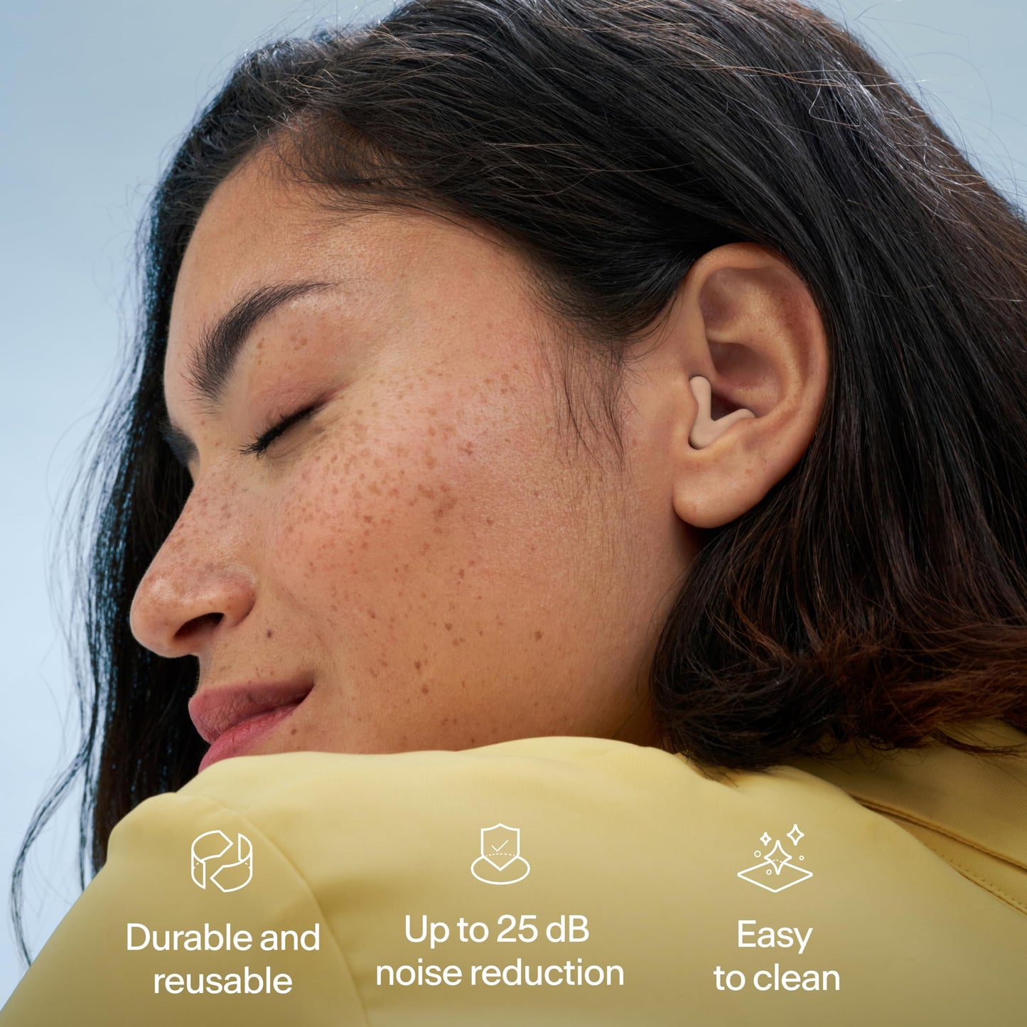 Alpine Silence Earplugs for Sleep, Focus & Travel - V-Shape Snug Fit & Soft Oval Tips – 4 Sizes XS/S/M/L - Comfortable, Reusable Hearing Protection - SNR 22dB & NRR 16 Noise Reduction – Beige