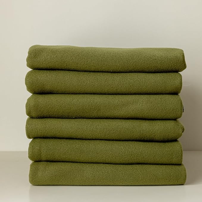 CAI TENG Fleece Throw Blankets Lightweight Warm Soft Cozy Dog Blanket Bulk 6 Pack Fleece Blanket Solid for Home, Bed, Sofa, Dorm, Office, Gifts, Outdoor Olive Green 50 x 60 inch