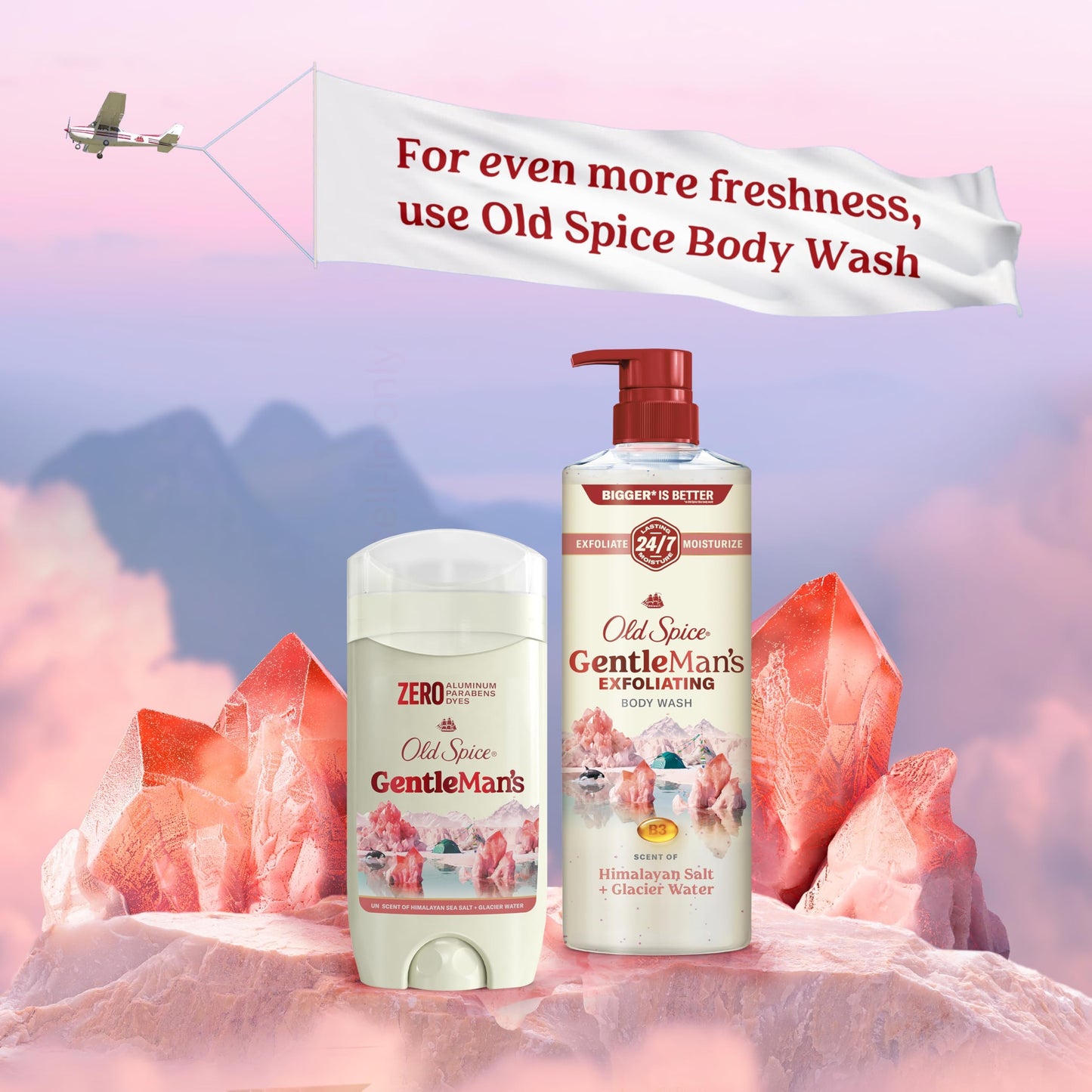 Old Spice GentleMan's Aluminum Free Dry Feel Deodorant for Men, 24/7 Lasting Freshness, Gentle on Skin with Skin Conditioners, Himalayan Sea Salt + Glacier Water Scent, 3.0 oz (Pack of 3)