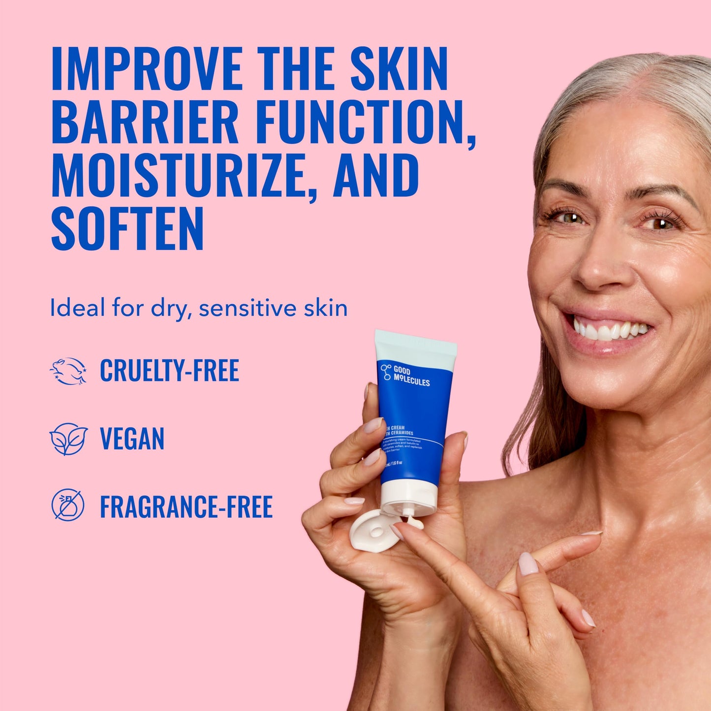 Good Molecules Rich Cream with Ceramides 50 ml / 1.6 oz – Daily Facial Moisturizer for Dry Skin, Redness – Face Lotion with Betulin Soothe, Plump, Hydrate, Moisturize – Anti-aging Skin Care