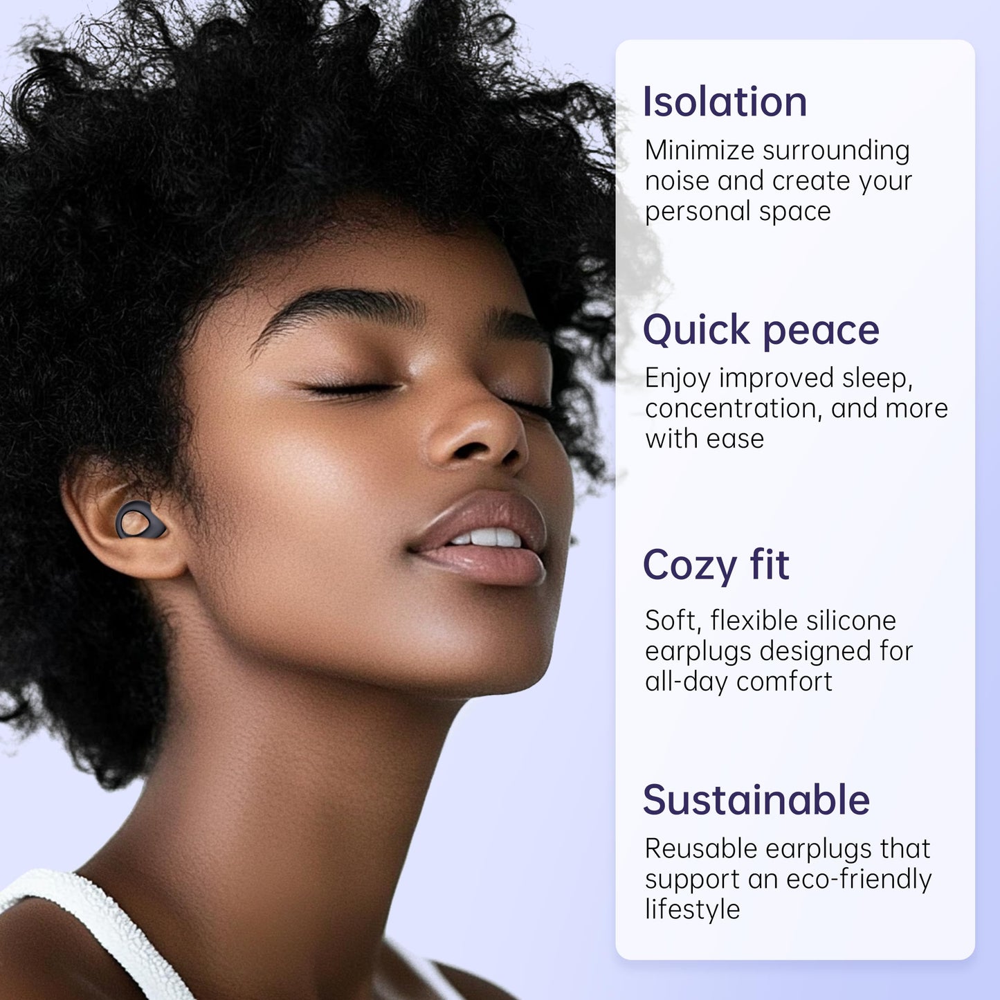 Ear Plugs for Sleeping Noise Cancelling, Reusable Silicone Earplugs for Sleeping, Noise Reduction, Deep Focus, Travel, High Fidelity Hearing Protection, 30dB Noise Reduction（Black）