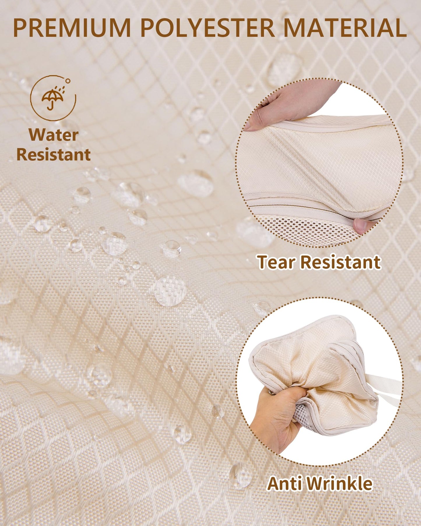 Compression Packing Cubes 12 Set, Suitcase Organizers, Extendable Packing Cubes, Luggage Organizer Bags, Travel Essentials, Beige