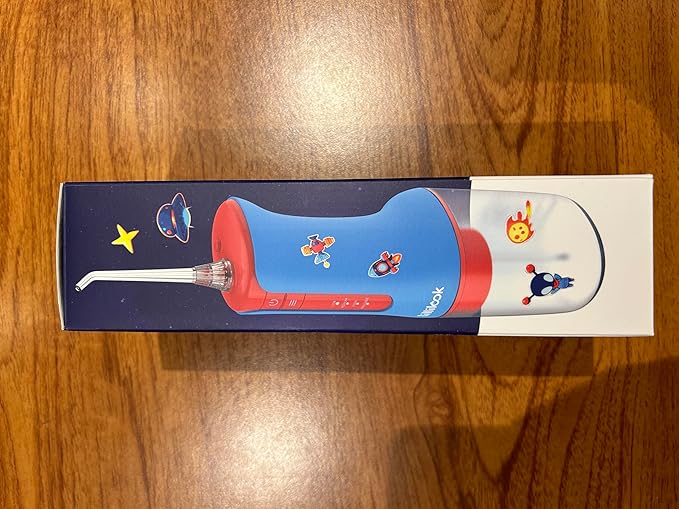 Kids Water Flosser Blue, Rechargeable Oral Irrigator for Kids Aged 6+, 4 Modes, 3 Jet Tips, Fun Stickers, Safe and Gentle Oral Care