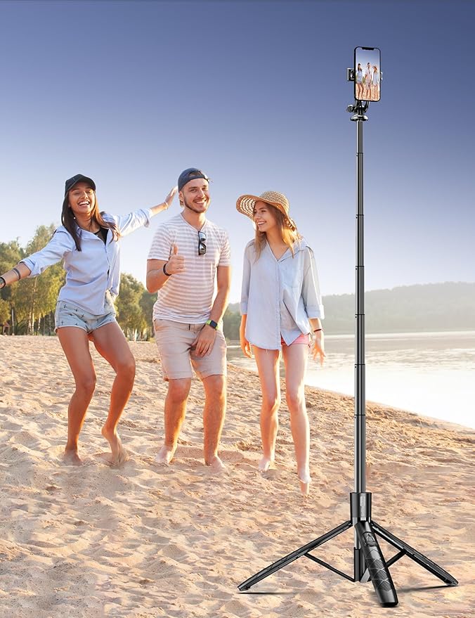 Aluminum 71" Phone Tripod with Remote, Extendable & Compatible with iPhone 15/14/13/Android/Camera