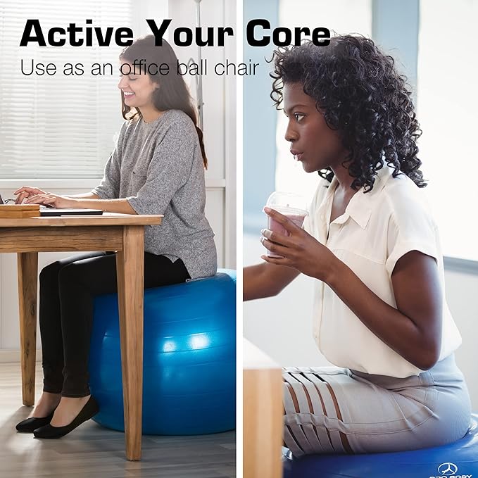 ProBody Pilates Yoga Ball - Exercise Balls, Various Sizes, for Stability, Pregnancy, Workout & Physical Therapy