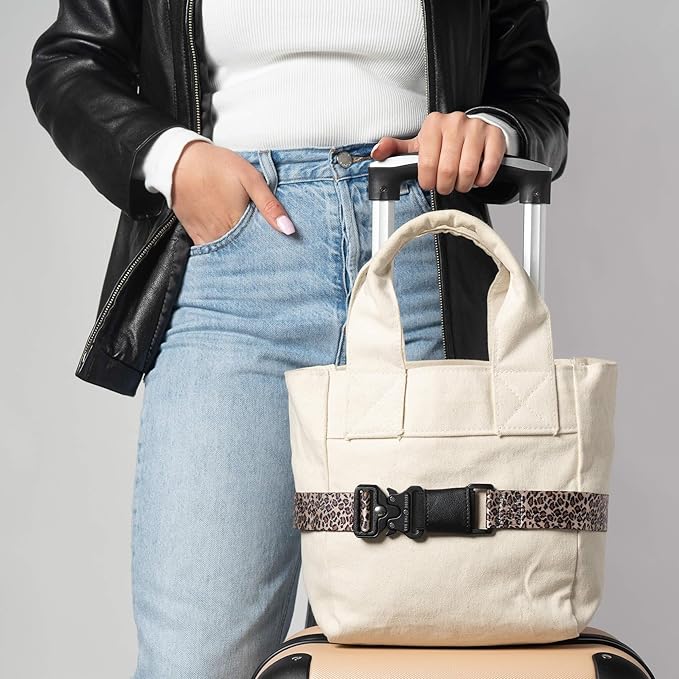 Cincha Mini Travel Belt for Luggage - Stylish & Adjustable Add a Bag Luggage Strap for Carry On Bag - Airport Travel Accessories for Women & Men - As Seen on Shark Tank (Leopard)