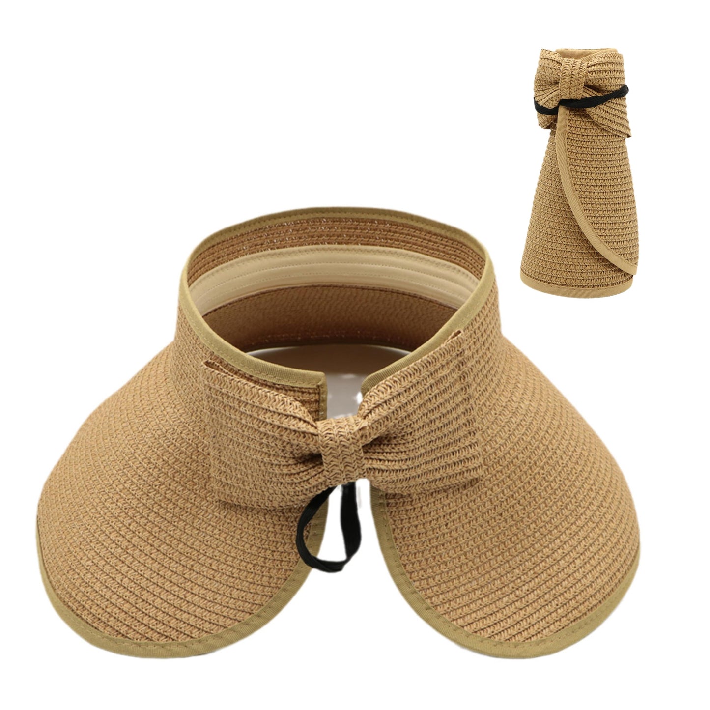 Hzcigav Ultimate UV Protection UPF Women’s Sun Visor Hat - Wide Brim, Lightweight, Breathable, Roll-Up, Foldable, Packable, Adjustable, Straw Sun Hat UPF 50+, Stylish Beach Accessory for Women