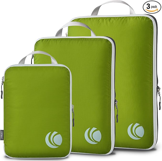 Cipway Compression Packing Cubes, Ultralight Luggage Organizer Bags, Travel Essentials for Carry on Suitcase (3 Piece,Green)