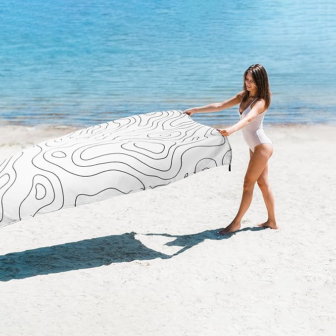 Beach Blanket, 78”x 86” Waterproof Sandproof Beach Mat with 4 Stakes & Portable Bag, Big Large Sand Free Outdoor Pockets Picnic Blanket for Festival, Camping