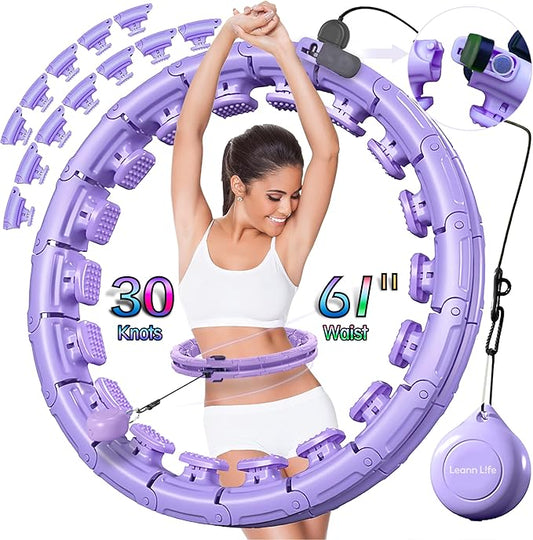 30/12 Knots, Upgraded Magnetic Lock Weighted Hula Hoop for Adults Weight Loss, Infinity Hoop Plus Size, Children Adults Home Outdoors, Fitness Exercise, Abdominal Toner