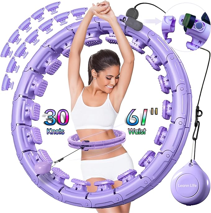 30/12 Knots, Upgraded Magnetic Lock Weighted Hula Hoop for Adults Weight Loss, Infinity Hoop Plus Size, Children Adults Home Outdoors, Fitness Exercise, Abdominal Toner