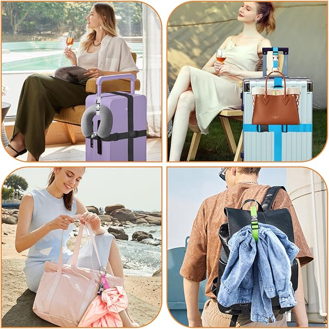 BILIONE 2Pcs Luggage Straps for Suitcases with Add A Bag Strap, Adjustable Luggage Identifiers Nylon Travel Belt TSA Approved (Green)