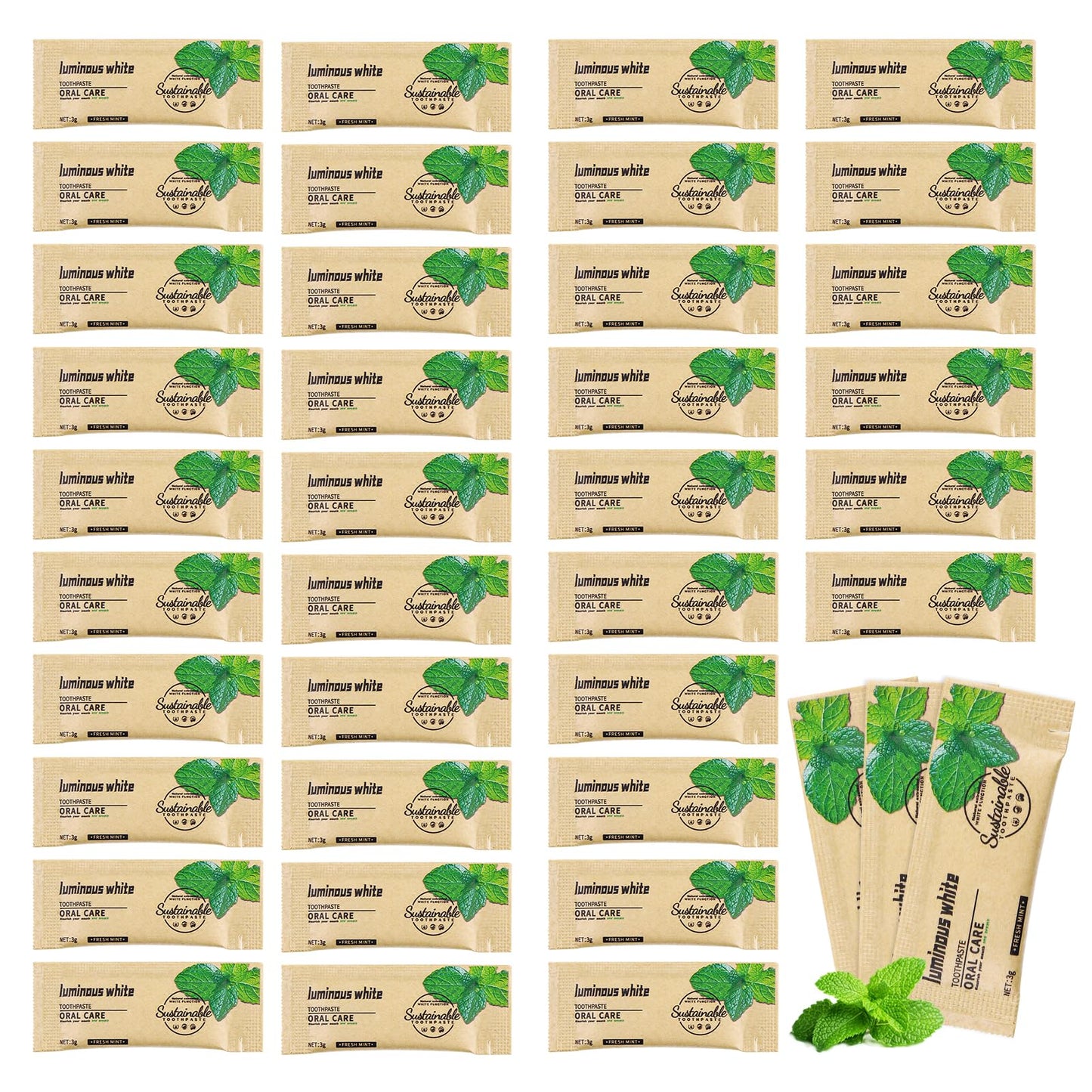 HAIFOTRVA 50 Pack Too Small Bulk Travel Size Toothpaste,0.105 oz Extra Small Toothpaste Travel Size Bulk Mint Mini Disposable Toothpaste for Hotel,Guests,Homeless,Charity(Only Good for Single Use)