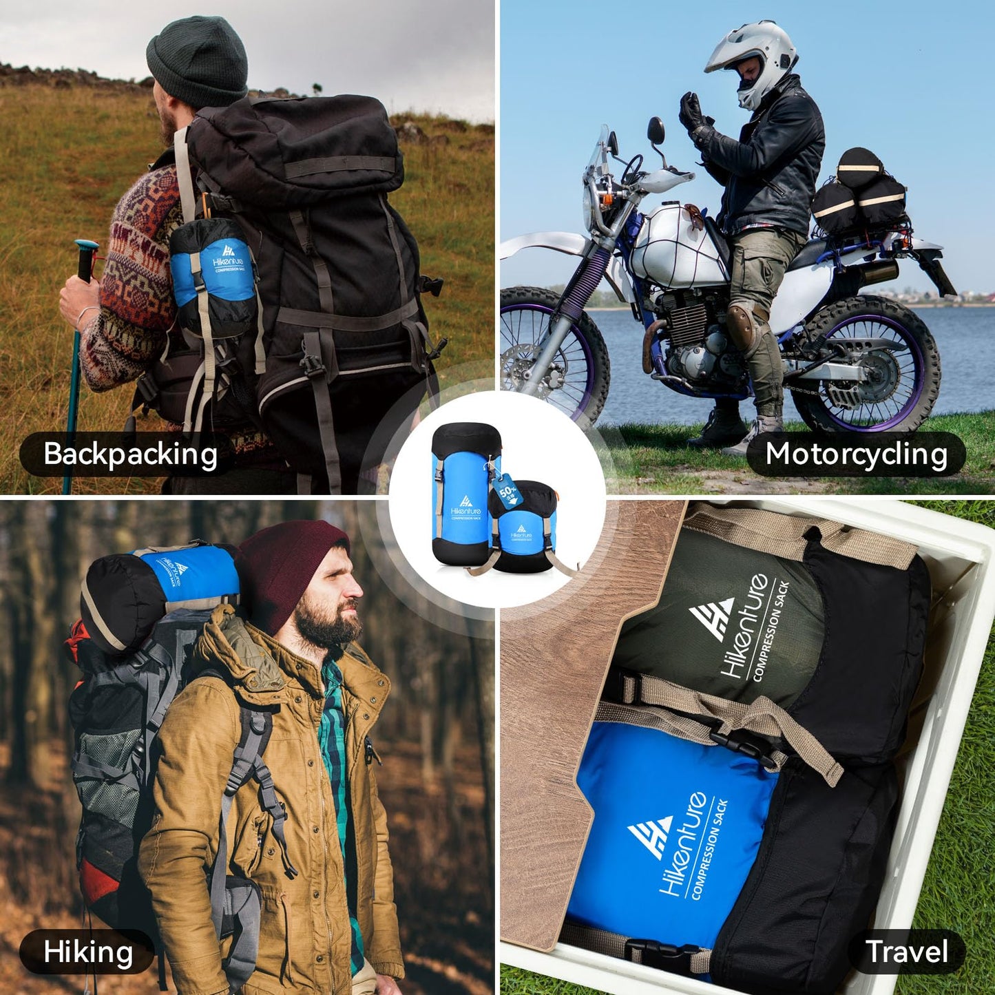 Hikenture Compression Sack for Sleeping Bag, Upgrade Anti-Tear Nylon Sleeping Bag Stuff Sack, 10L/14L/20L/30L Water-Resistant Compression Bag, Storage Bag (Dark Green, 20L)