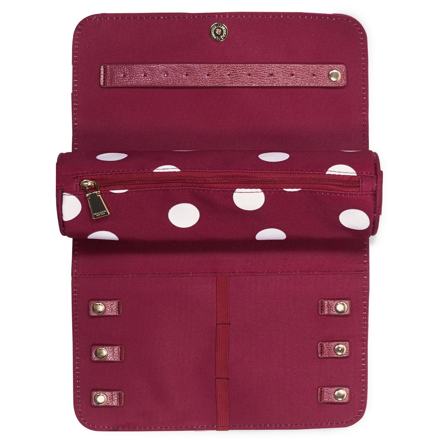 kate spade new york Travel Jewelry Case Organizer, Fabric Jewelry Box for Women, Cute Jewelry Organizer Holds Necklaces, Rings, Bracelets, Small Jewelry Roll (Julie Dot)