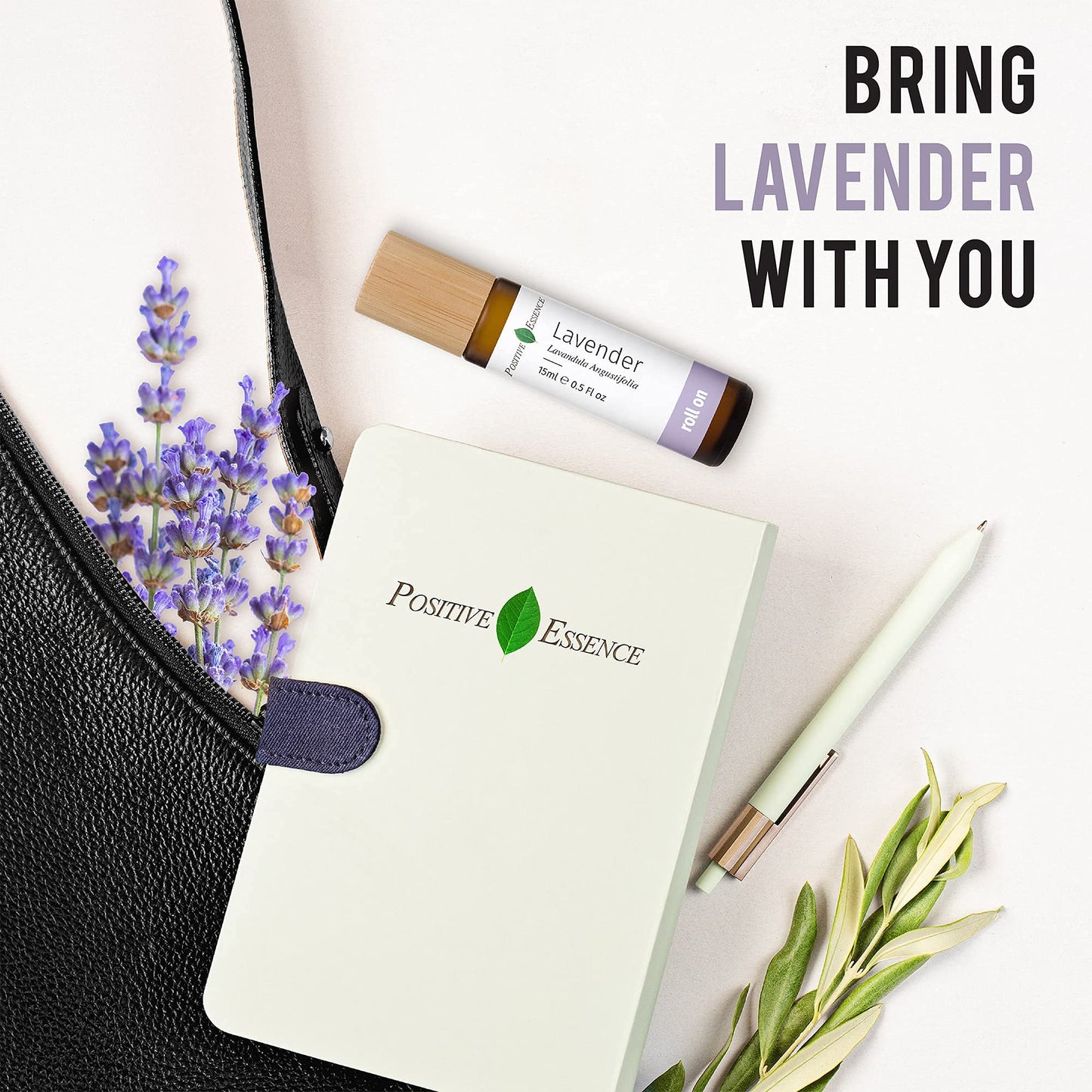 Lavender Essential Oil Roll On, Pure Lavender Essential Oil and Jojoba Oil for Relaxation and Skin Application, Leak-Proof Rollerball (10 mL)