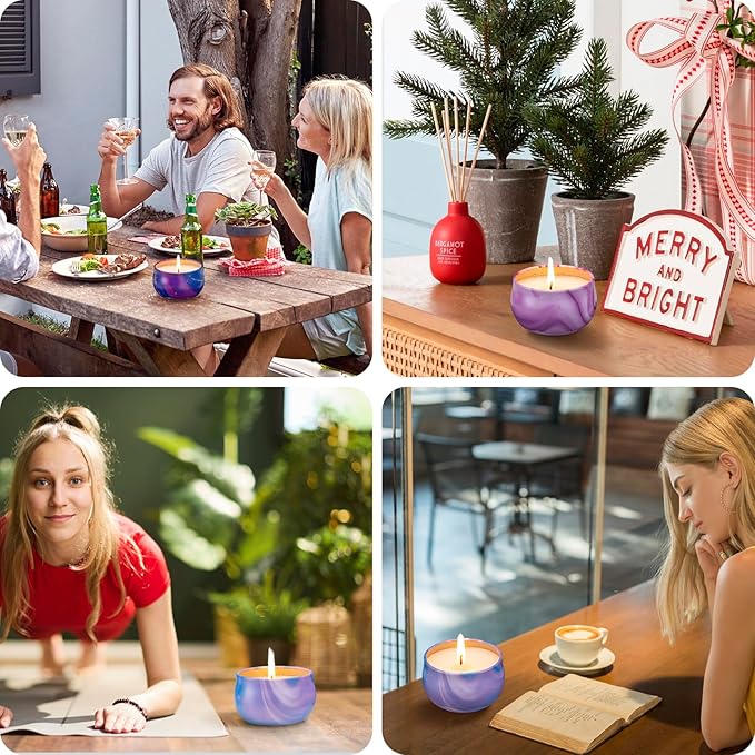 Hausware 3 Pack Scented Candles, 2.5 oz Aromatherapy Candles with Floral Scents,Soy Candles Set with 72H Burning Time,Ideal Gift for Womens(Lemon+Sage+Peony&Cherry Blossom)