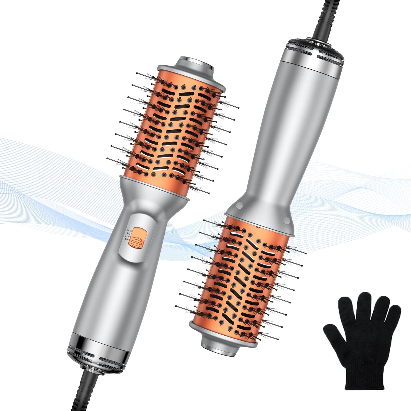 Double Voltage Mini Hair Dryer Brush,Traval Hair Brush 100-240V,3 Heat & 2 Speed Settings Oval Barrel Thermal Brush,Blow Dryer Brush for Dry,Straightening,Voluming