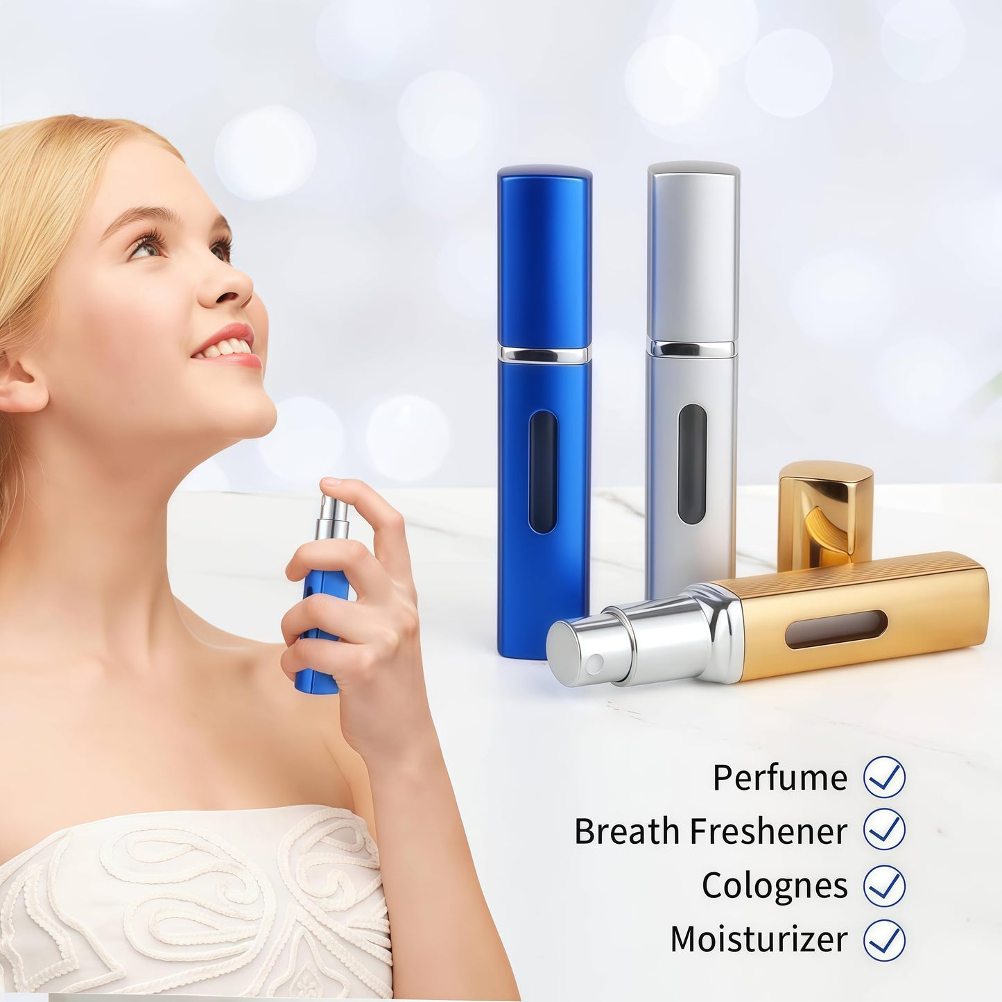 sangzisally 8ML Mini Refillable Perfume, Portable Atomizer Bottle Refillable Perfume Spray, Atomizer Perfume Spray Bottle for Travel,Refill Pump Case for Traveling and Outgoing