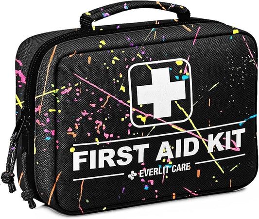 380 Pcs First Aid Kit for College Student, All-Purpose Medicine Kit for Cuts, Scrapes, Burns, Emergency Preparedness | for Home, Office, Car, Travel, Camping, Outdoor (Splatter)