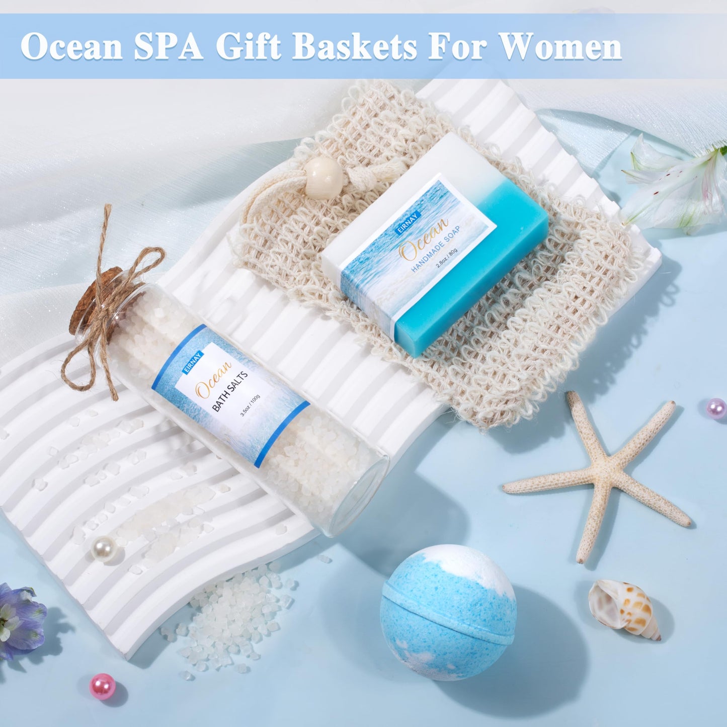 Gifts for Women, Birthday Gifts for Women, 12Pcs Ocean Relaxing Spa Gifts Basket, Bath and Body Gifts Set, Self Care Package for Mom, Wife, Girlfriend, Sister, Female Friends