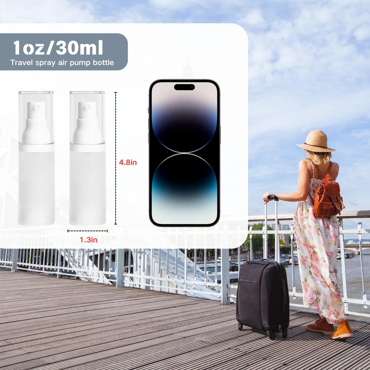 FaceBucks 1oz/30ml-Small Spray Bottle 360° Angle Work, Portable Refillable Leak Proof Travel Mini Spray Bottle.For Perfume Toner Hair spray Facial Moisturizing 【1oz/30ml-(Pack of 2) & Spary Bottle】