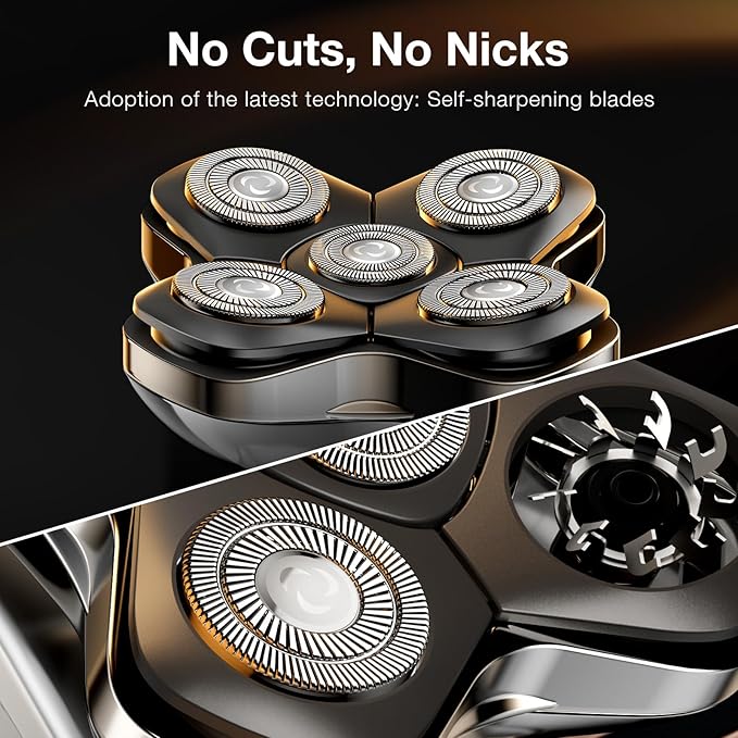 5D Head Shaver Replacement Blades - Magnetic Floating Razor Heads, Wet & Dry Compatible, Precision Shaving, Waterproof & Skin-Friendly, Easy Blade Replacement for 5D Electric Shaver