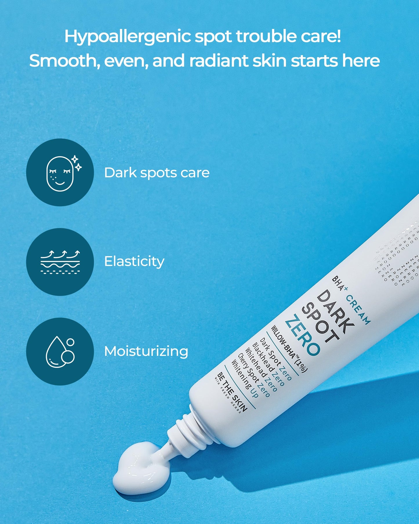 BE THE SKIN BHA+ Dark Spot Zero Cream - Pore Minimizer Face Moisturizer with Niacinamide, Tranexamic Acid - for Evens Skin Tone, Pore Tightening, Barrier Strenghtening, 1.01oz.