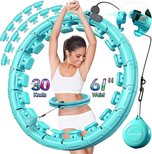 30/12 Knots, Upgraded Magnetic Lock Weighted Hula Hoop for Adults Weight Loss, Infinity Hoop Plus Size, Children Adults Home Outdoors, Fitness Exercise, Abdominal Toner