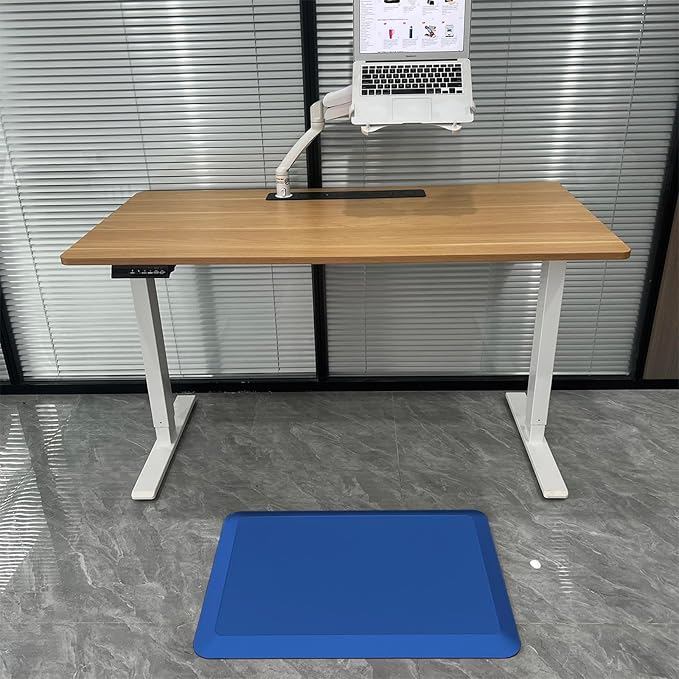 1" Extra Thick Anti Fatigue Floor Mat 50" L x 17" W,Kitchen Mat, Standing Desk Mat,140D Advanced PU Foam Ergonomic Comfort at Home, Office, Garage, Sink (Blue)