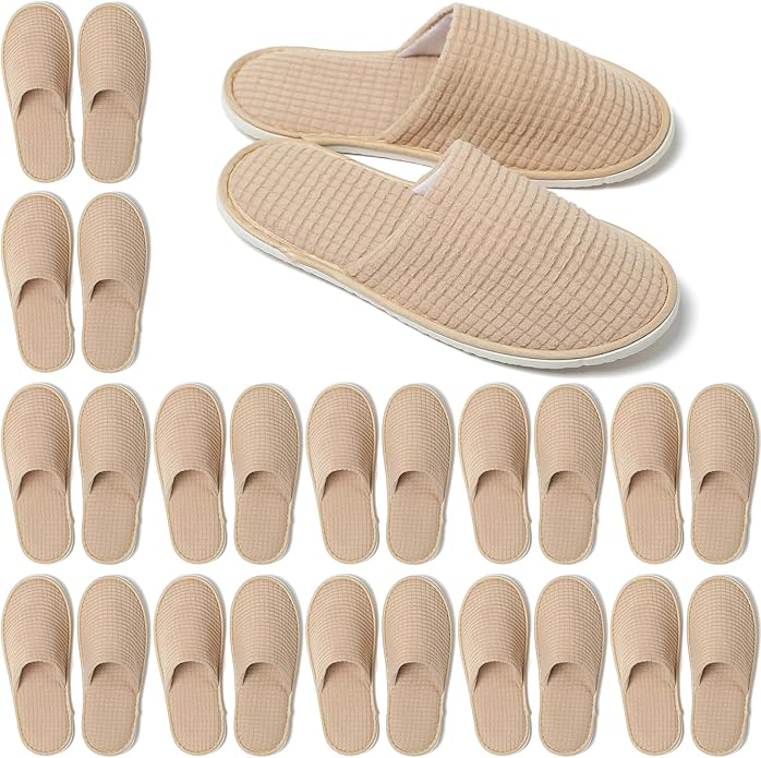 12 Pairs Disposable House Slippers for Guests, Washable Reusable Soft Polar Fleece Spa Slippers, Non-slip Indoor Slippers for Hotel Travel