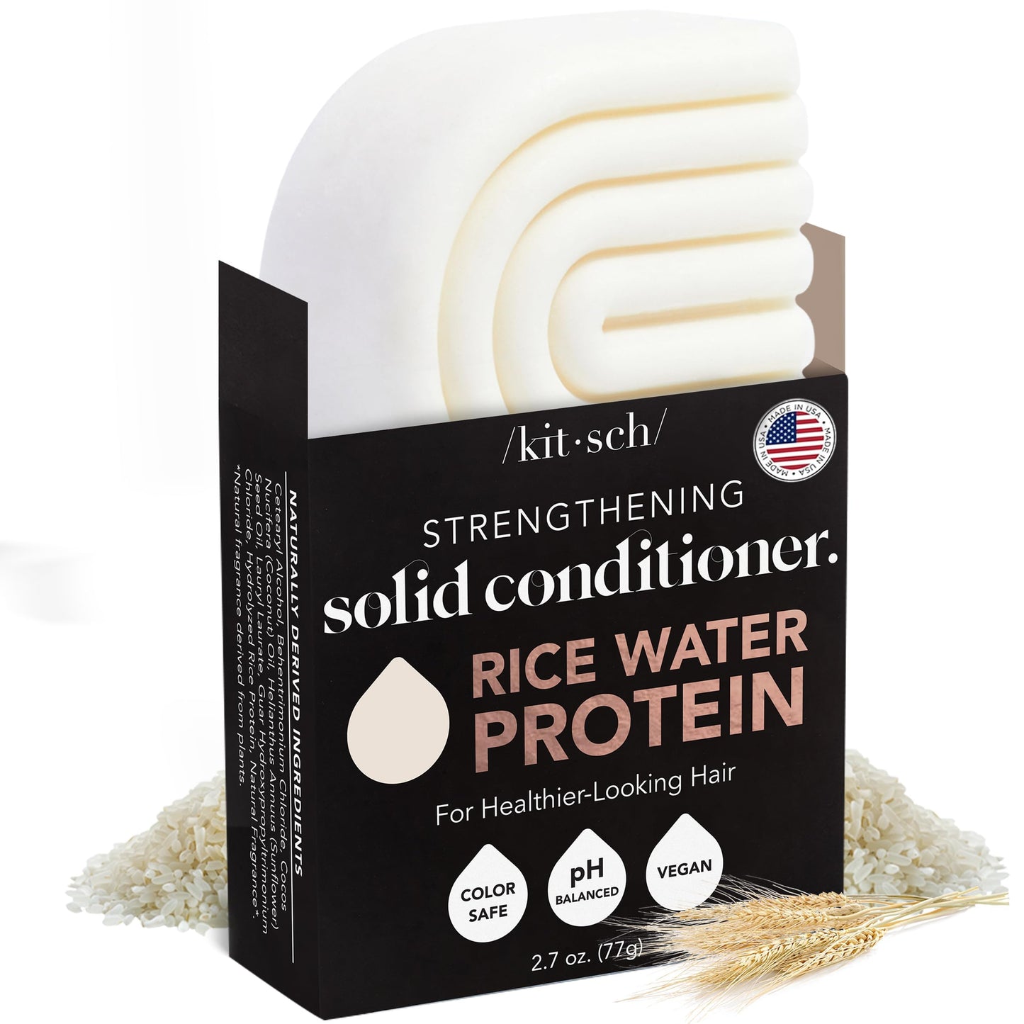 Kitsch Rice Water Hair Conditioner Bar – Soap Bar for Hair Care & Hair Growth – Conditioner for Women and Men – Moisturizing & Strengthening – Paraben, Silicone & Sulfate-Free - Made in USA – 2.7 oz