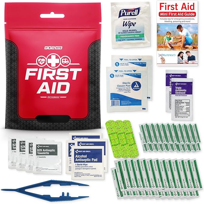 54-Piece First Aid Kit, Basic Plus Emergency First Aid Kit for Home, Work & Travel, Red, 3-Pack (RX350MAX)