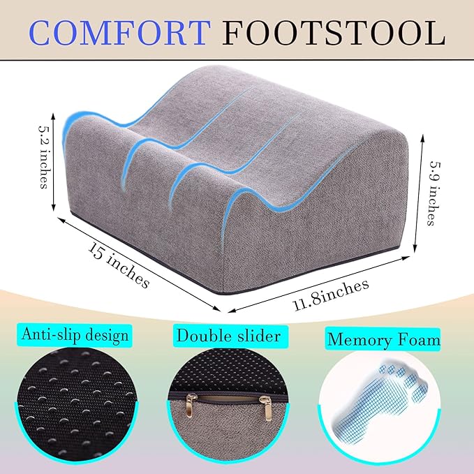 Foot Rest for Under Desk at Work,at Work Soft Ergonomic Footrest,Support Foot Pillow,Heel Chair,Leg Elevation Pillow,(Dark Gray)