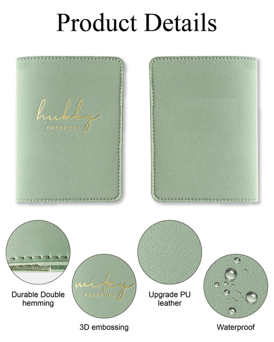 GroomBrideGifts Hubby and Wifey Passport Holder - Engagement Gifts for Couples | Wedding Travel Essentials for Couples | Honeymoon Gifts for Newlyweds