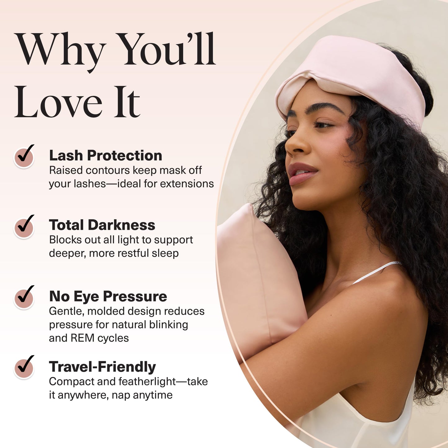 Kitsch Contour Pillow Eye Mask – Softer Than Silk Eye Mask for Sleeping, Blindfold Sleep Masks for Women & Men, No Eye Pressure, Lightweight, Eye Care, Travel Essentials - Blush