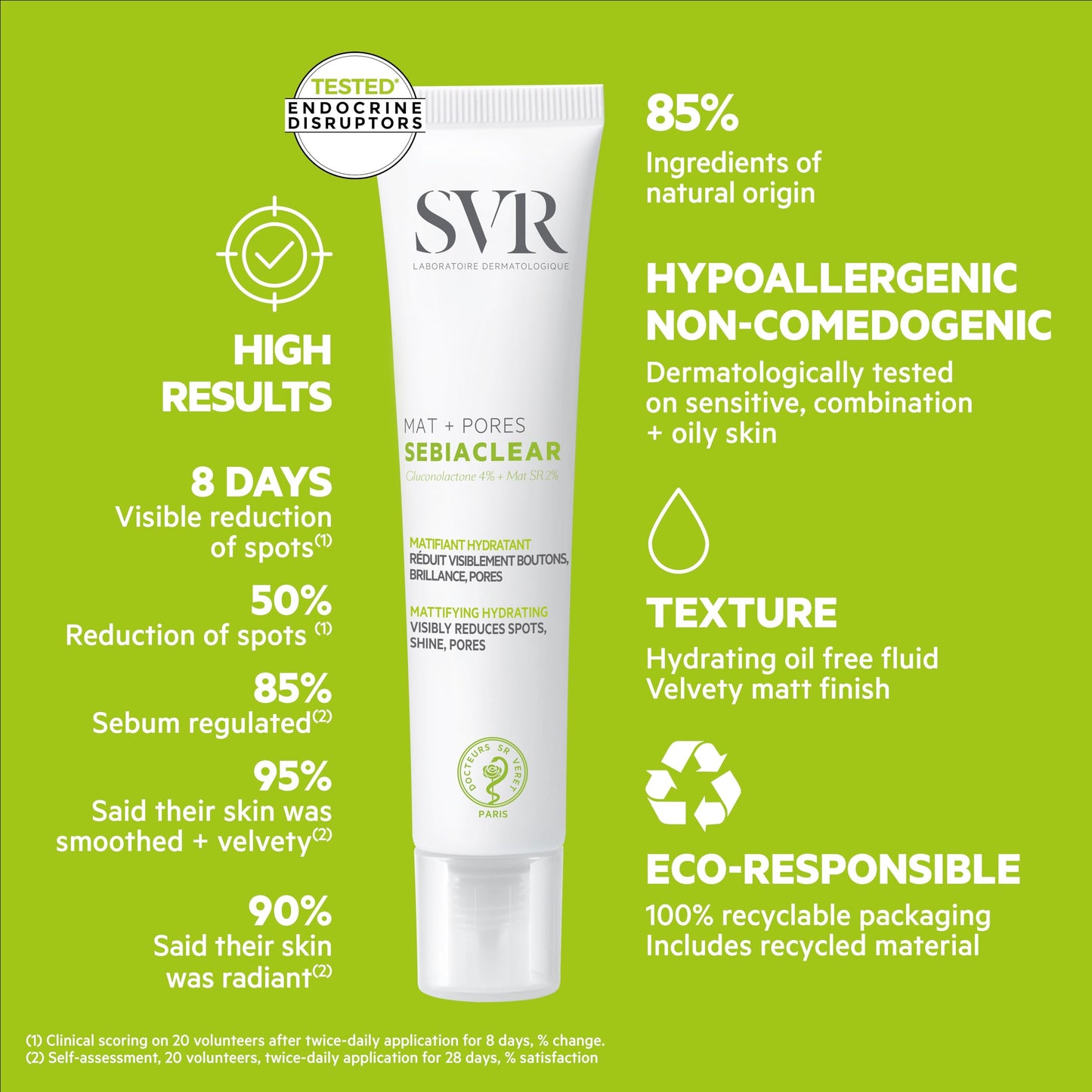 SVR Sebiaclear Mat+Pores Mattifying Face Cream. 4% Niacinamide Non-Comedogenic Moisturizer for Oily to Combination Skin. Controls Shine & Visibly Tighten Pores. Oil-Free, 1.3 fl.oz