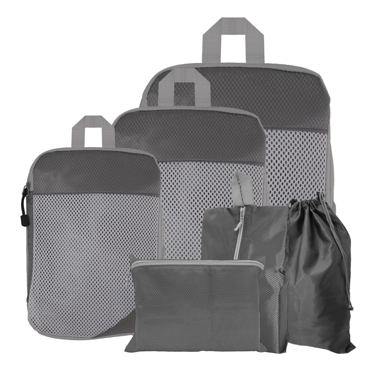 6 Set Compression Packing Cubes for Travel, Lightweight Luggage Organizers, Waterproof & Tear-Resistant, Expandable Travel Organizers Bag Set for Suitcase