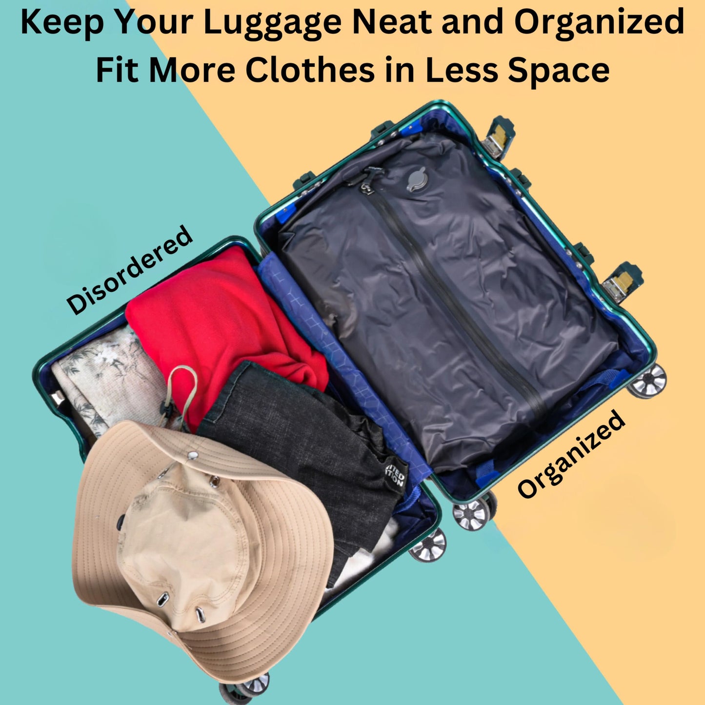 Premium Reuseable Vacuum Bags for Travel – Ideal for Efficient Packing and Space Saving in Travel Suitcase and Backpack, Space Saver Bags for Clothing (No Pump included)