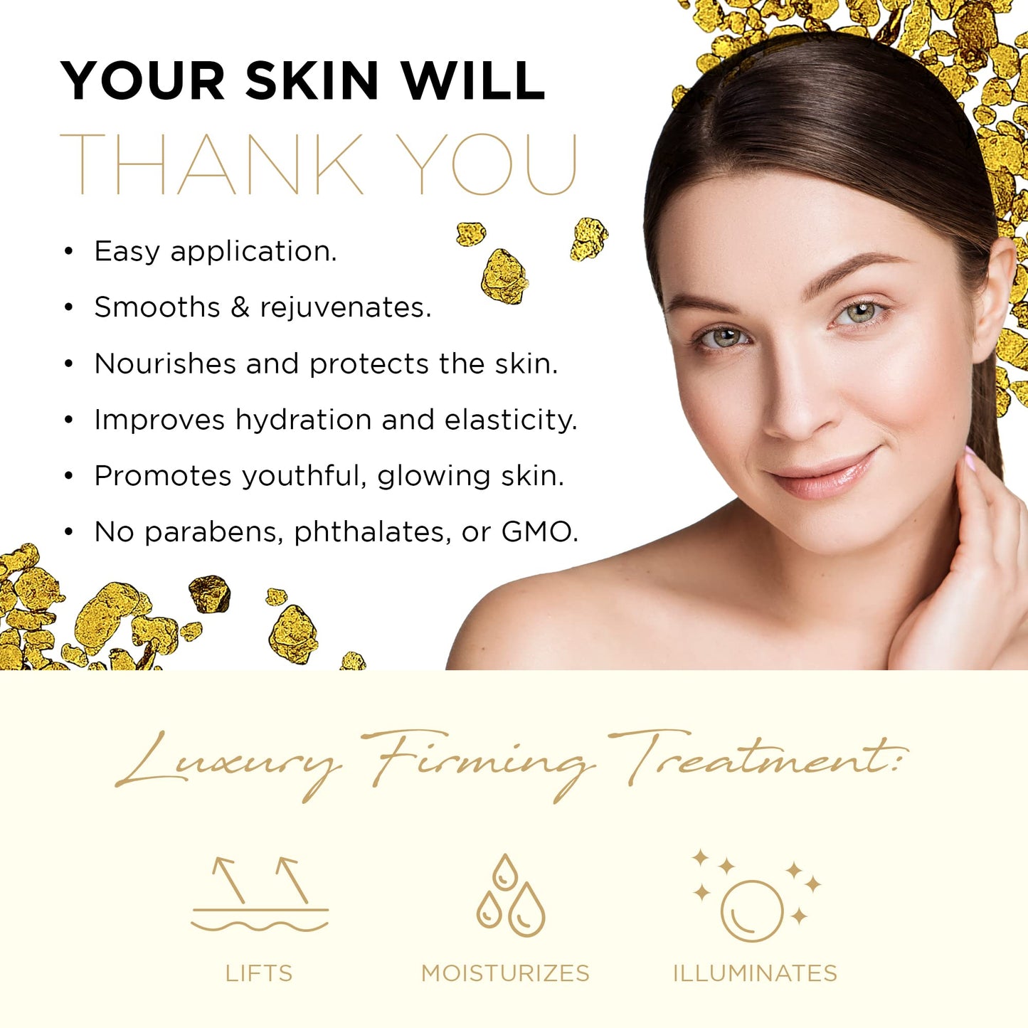 Azure Dermatologist Tested 24K Gold & Collagen Face Moisturizer - K Beauty Anti-Aging Face Cream for Firming & Skin Tightening Face Cream - Korean Skincare - All Skin Type 1.69 fl oz