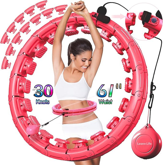 30/12 Knots, Upgraded Magnetic Lock Weighted Hula Hoop for Adults Weight Loss, Infinity Hoop Plus Size, Children Adults Home Outdoors, Fitness Exercise, Abdominal Toner