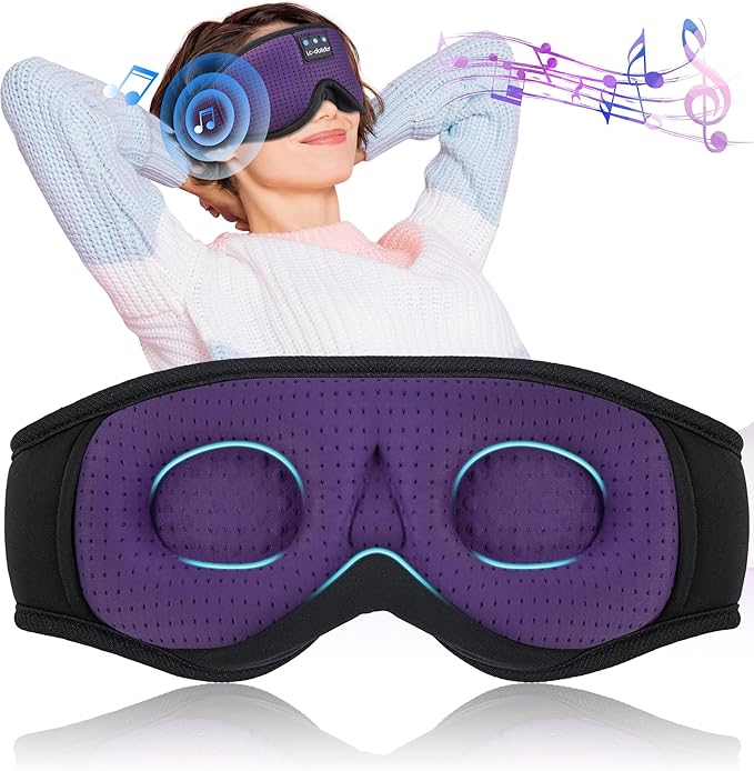 LC-dolida Sleep Mask with Bluetooth Headphones Bluetooth Sleep Mask Sleep Headphones,3D Eye Mask for Sleeping Mask Music Sleeping Headphones for Side Sleepers Meditation Gifts Gadgets for Men Women