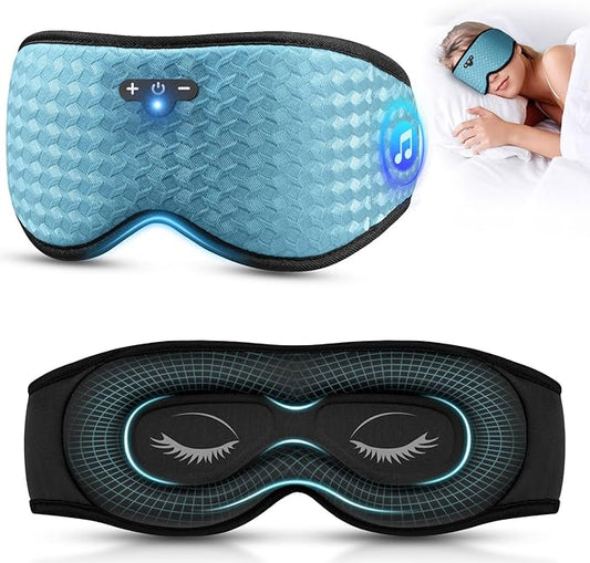 3D Sleep Mask with Bluetooth Headphones, Sleeping Headphones for Side Sleepers, Zero Eye Pressure, Adjustable Sleep Eye Mask, Ultra-Thin Stereo Speakers Perfect for Sleeping-Peacock Blue