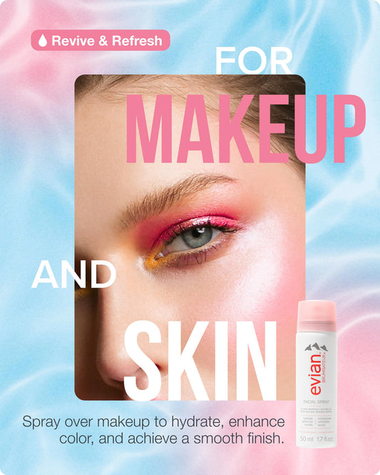 Evian Facial Spray 1.7 oz Travel Duo - Hydrating Mineral Water Mist for Face & Skin - Refreshes Makeup and Tones - TSA-Approved Mini Facial Spray to Hydrate and Soothe Skin On-the-Go